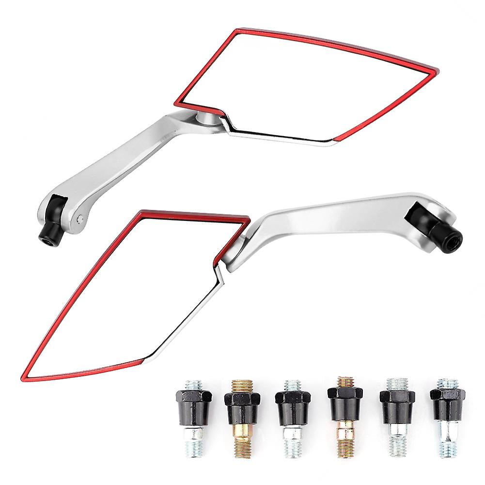 2Pcs Modified Rear View Glass, Handlebar End Rear View Mirror Rearview Side Backup Mirrors Modification Accessory(Red)