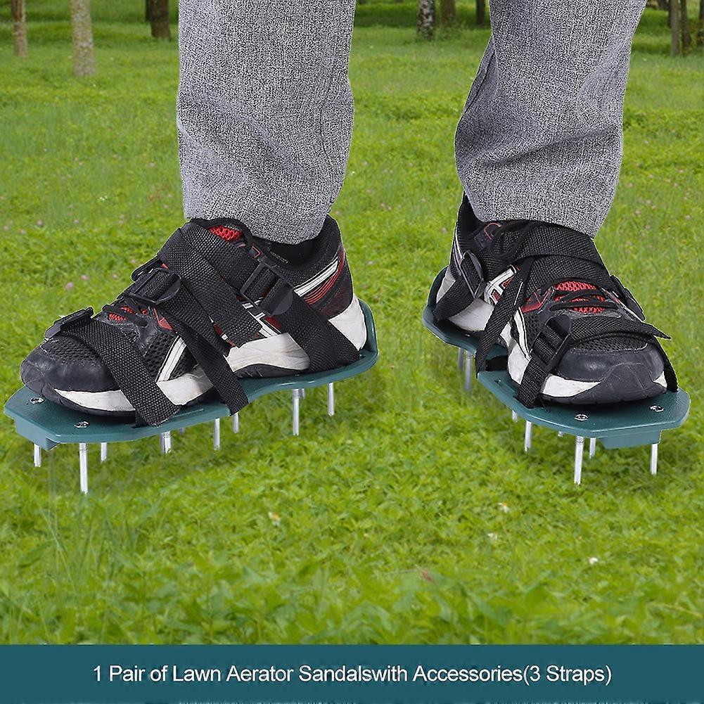 Lawn Spike Sandals 1 Pair of Lawn Aerator Sandals Soil Loosening Aerator Spiked Shoes Gardening Tool(3 Straps)