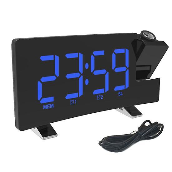 8inch LED Digital Display USB Adjustable Snooze Alarm Clock FM Radio Projector