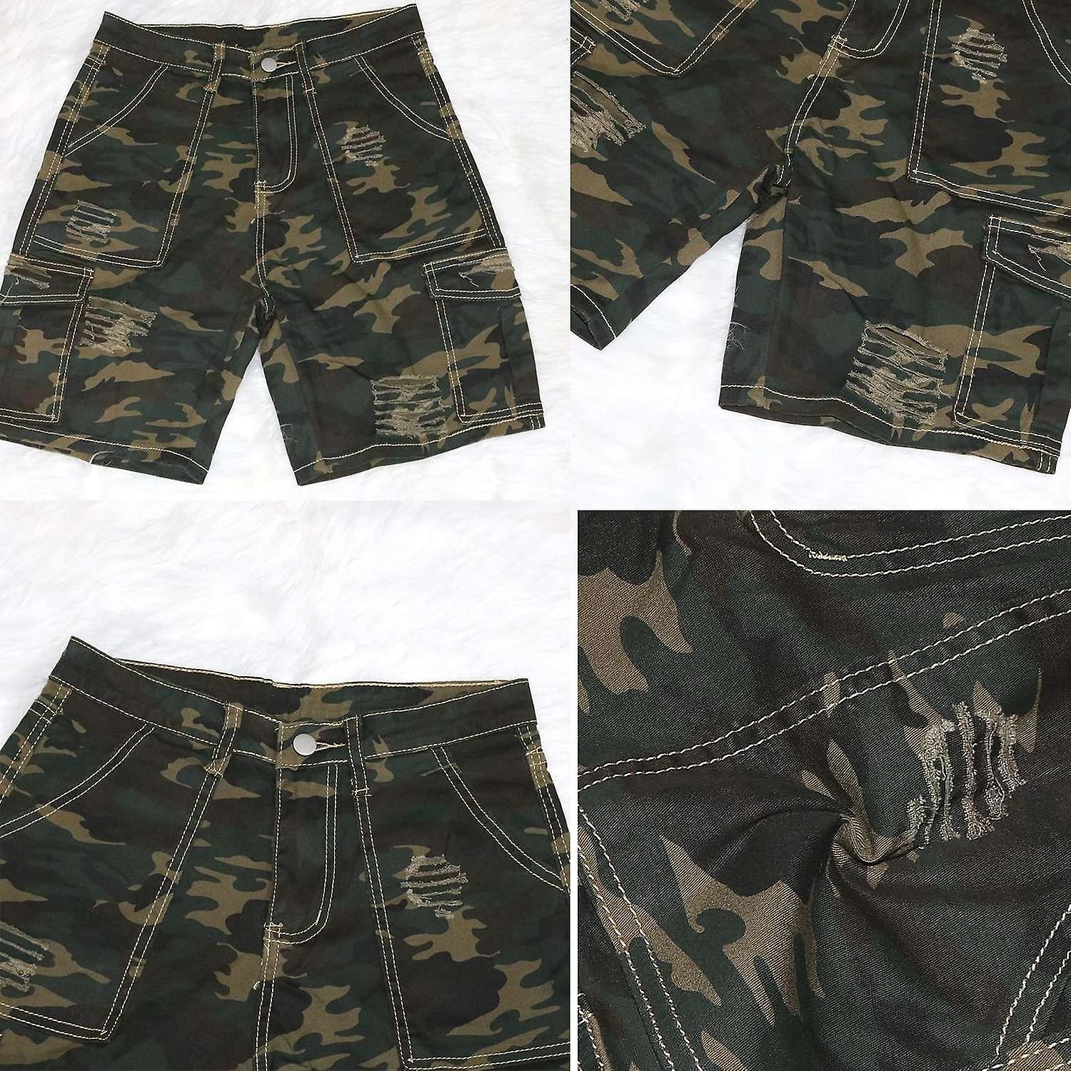 Women Camouflage Cargo Capri Shorts