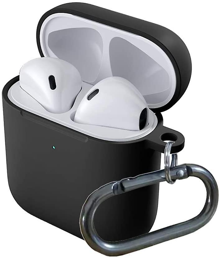 Liquid Silicone Case Compatible Airpods 1/2Front LED Visible (Black)