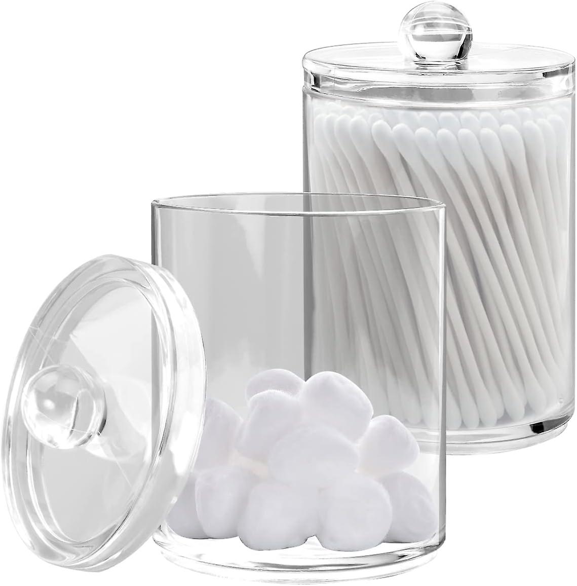 Pack of 2 Cotton Storage Cotton Swab Dispenser Holders for Bathroom Transparent Cotton Bud Container Cotton Pad Holder Canisters for Storing Cotton S