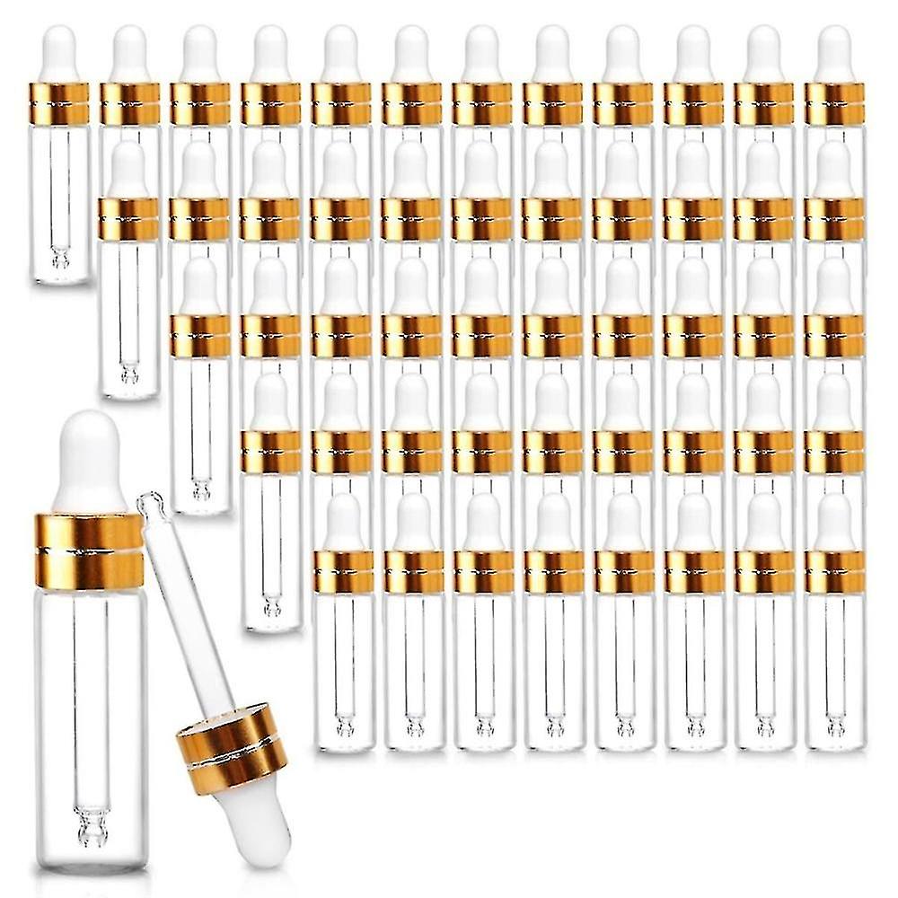 50 Pack 5ml Clear Glass Dropper Bottles, Mini Sample Dropper Bottles For Essential Oils Perfume Cosmetic Liquid