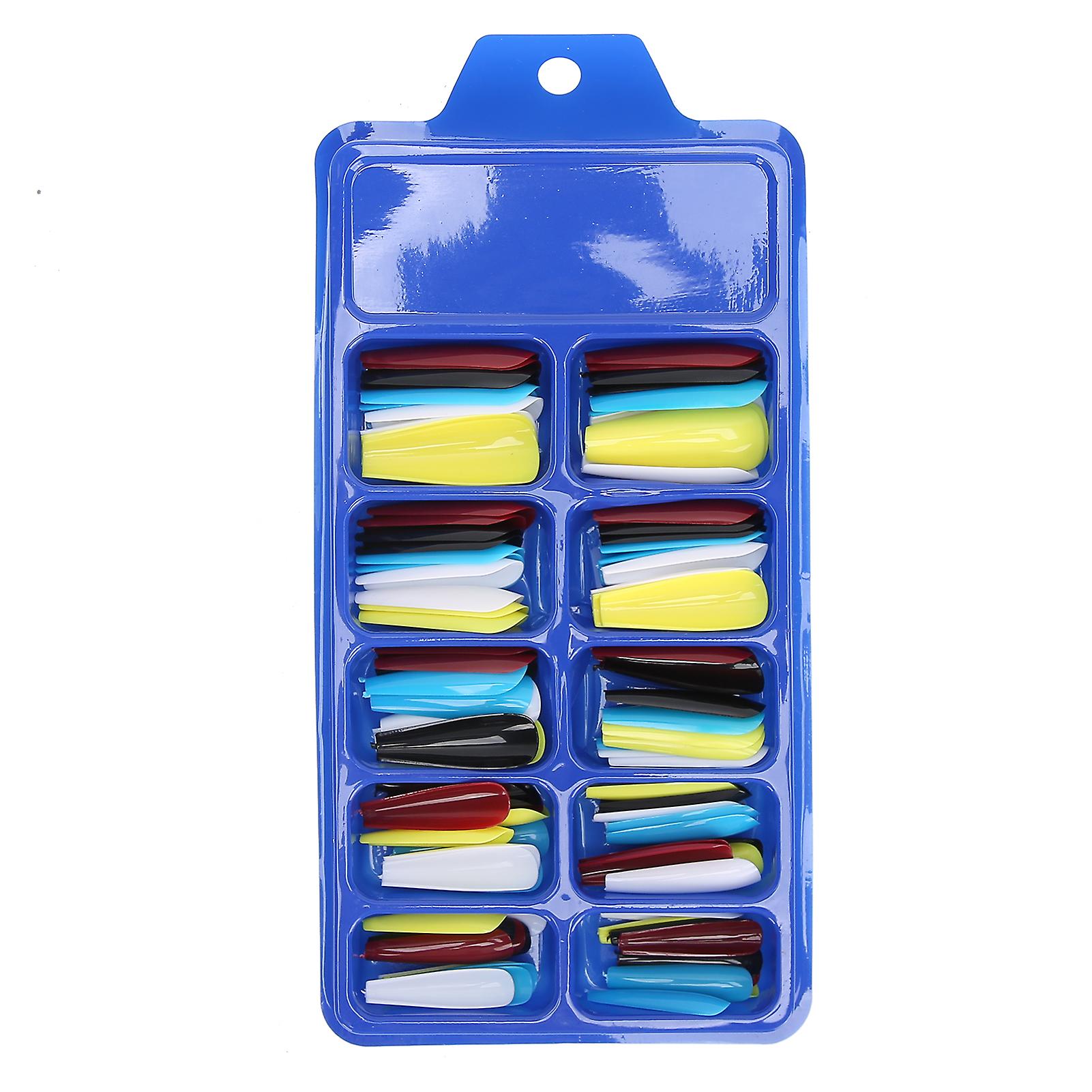 100pcs /セットアクリルネイルアートのヒントピュアカラーフルカバープレス人工偽爪10