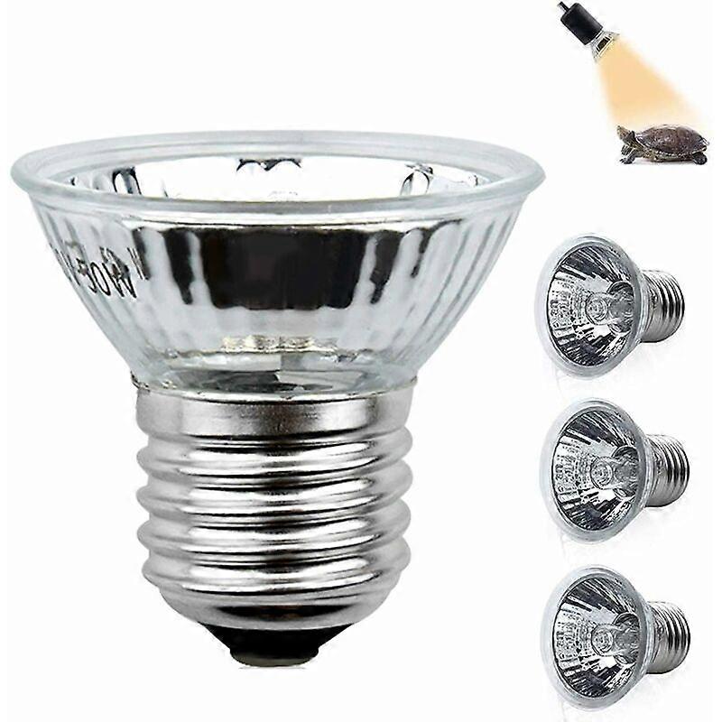 Turtle Heat Lamp 50W E27 Uva Uvb Full Spectrum Reptile Heating Bulb Dimmable Halogen Bulb for Lizard, Water Turtles, Spiders, Frogs AC 220-240V (4 Pie