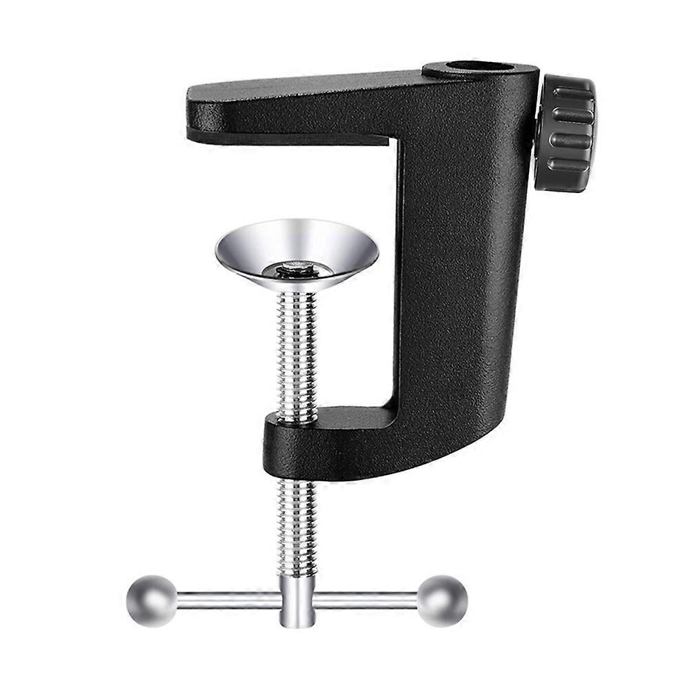Aluminum Alloy C-type Fixation Table Light H Clamp Microphone Bracket Holder Base Fixed Clip Base Hose Metal Clamp (Black)