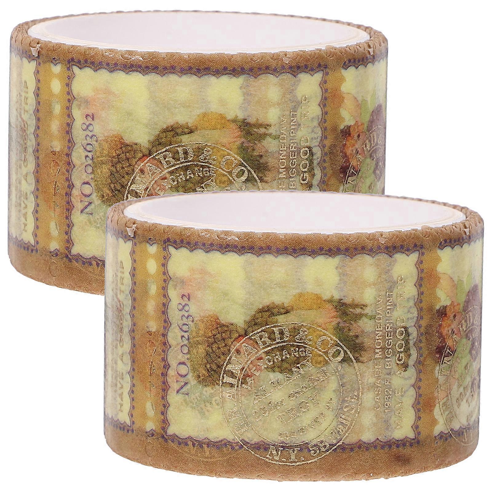 2 Rolls of Stamp Washi Tapes Scrapbooking Tapes DIY Vintage Stamp Stickers (Random Pattern)