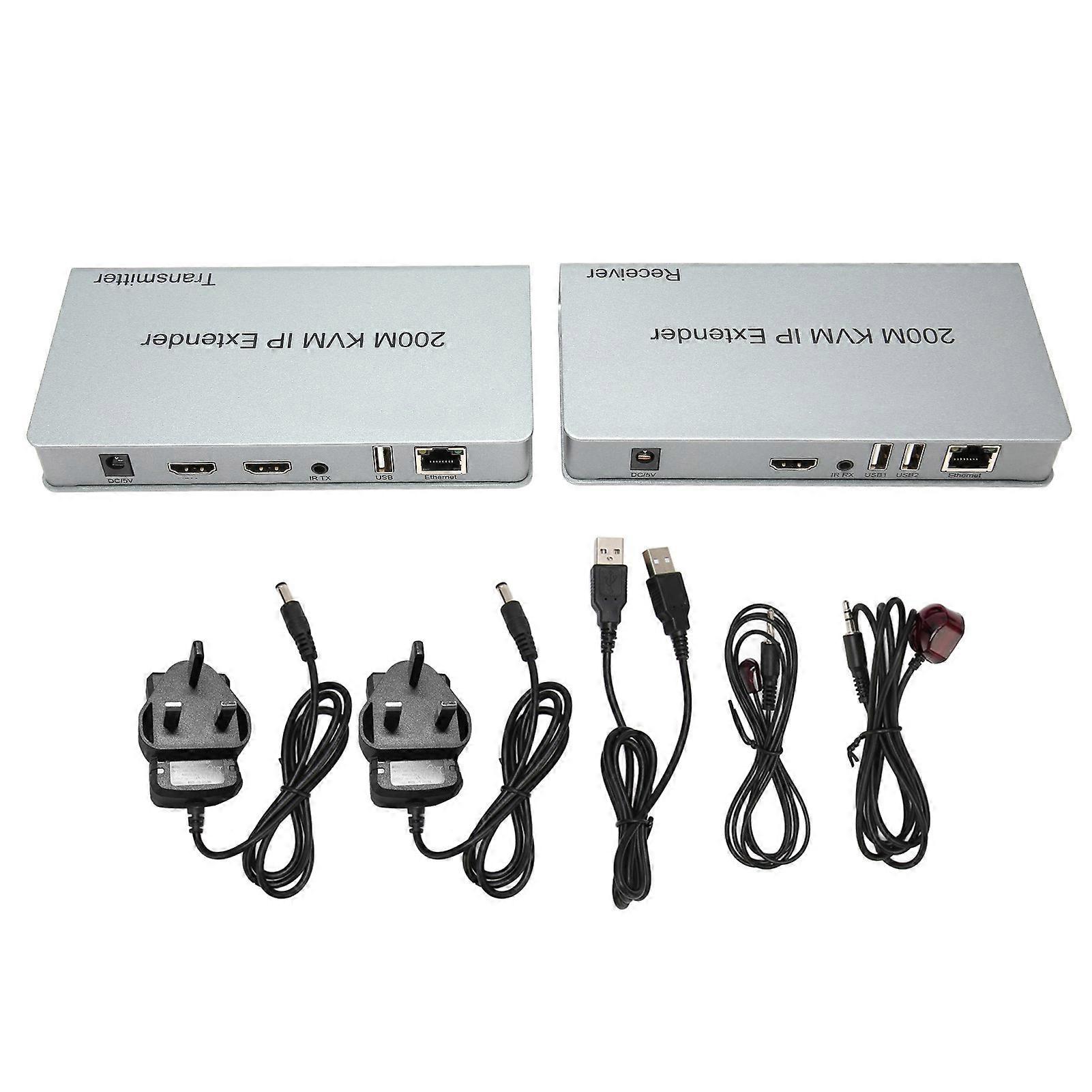 200m Kvm Ip Extender Rj45 Hd Multimedia Interface Kvm Over Ip Extender With Wide Ir Tcp Ipm By Utp Stp For Pc 100240v Uk Plug