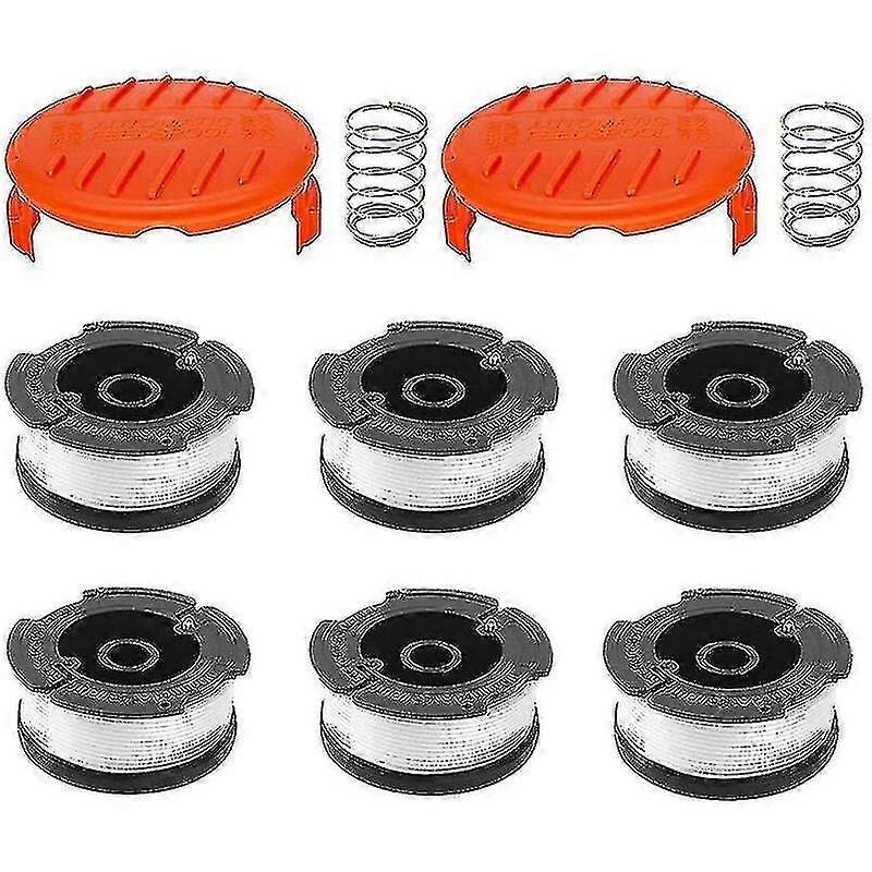 Set Of 6 Line Spools With 2 Covers To Replace The Black Decker Trimmer Replacement Spoo--