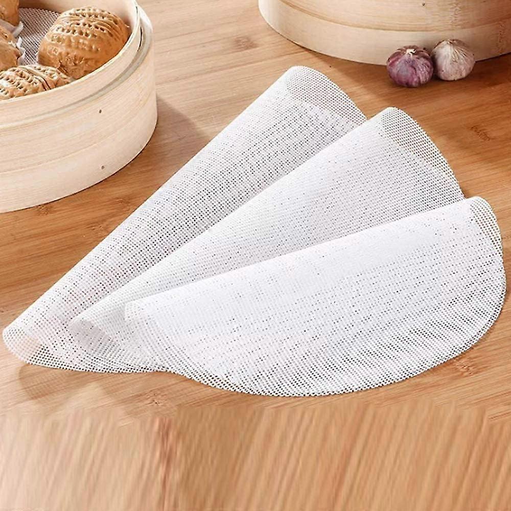 3-Pack Round Silicone Steamer Mats - Reusable Non-Stick Mats for Steamer Baskets, White