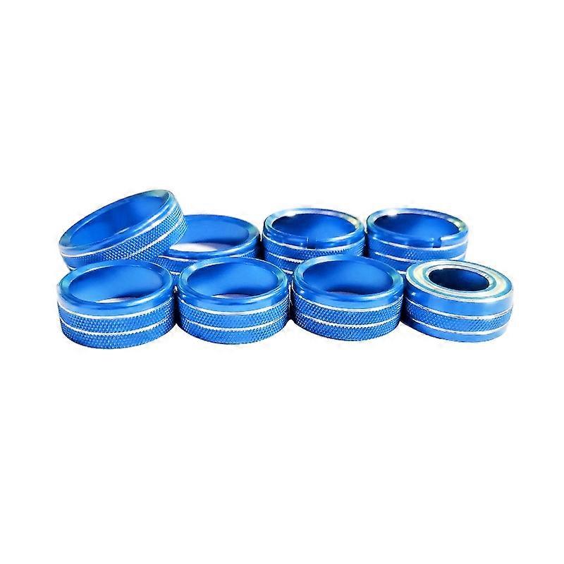 For Radio AC Knobs Air Conditioner Switch Button for 2014-2018 , Aluminum Alloy, Blue 8Pcs