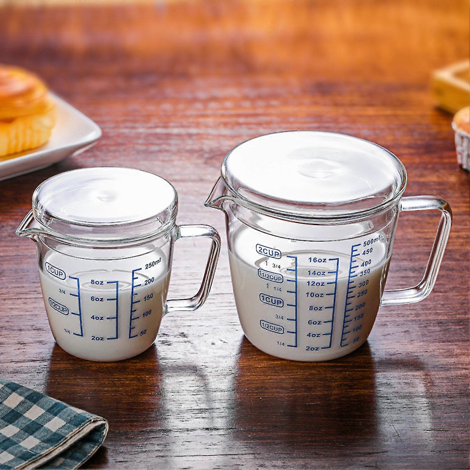 Measuring Cup Graduated with Lid Milk Cup for Home