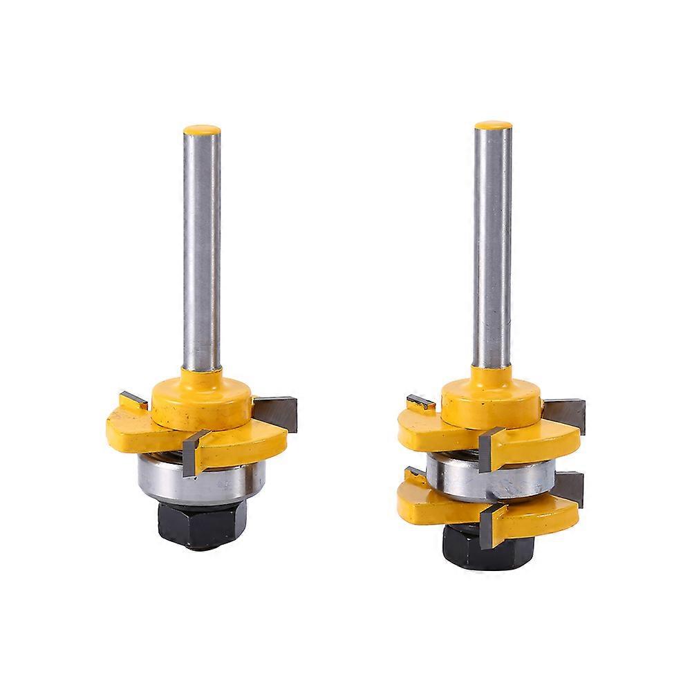 2pcs σετ Shank Matched Tongue & Groove Router Bit 3/4in Απόθεμα 1/4in Στέλεχος 3 δόντια Tshape Ξύλο