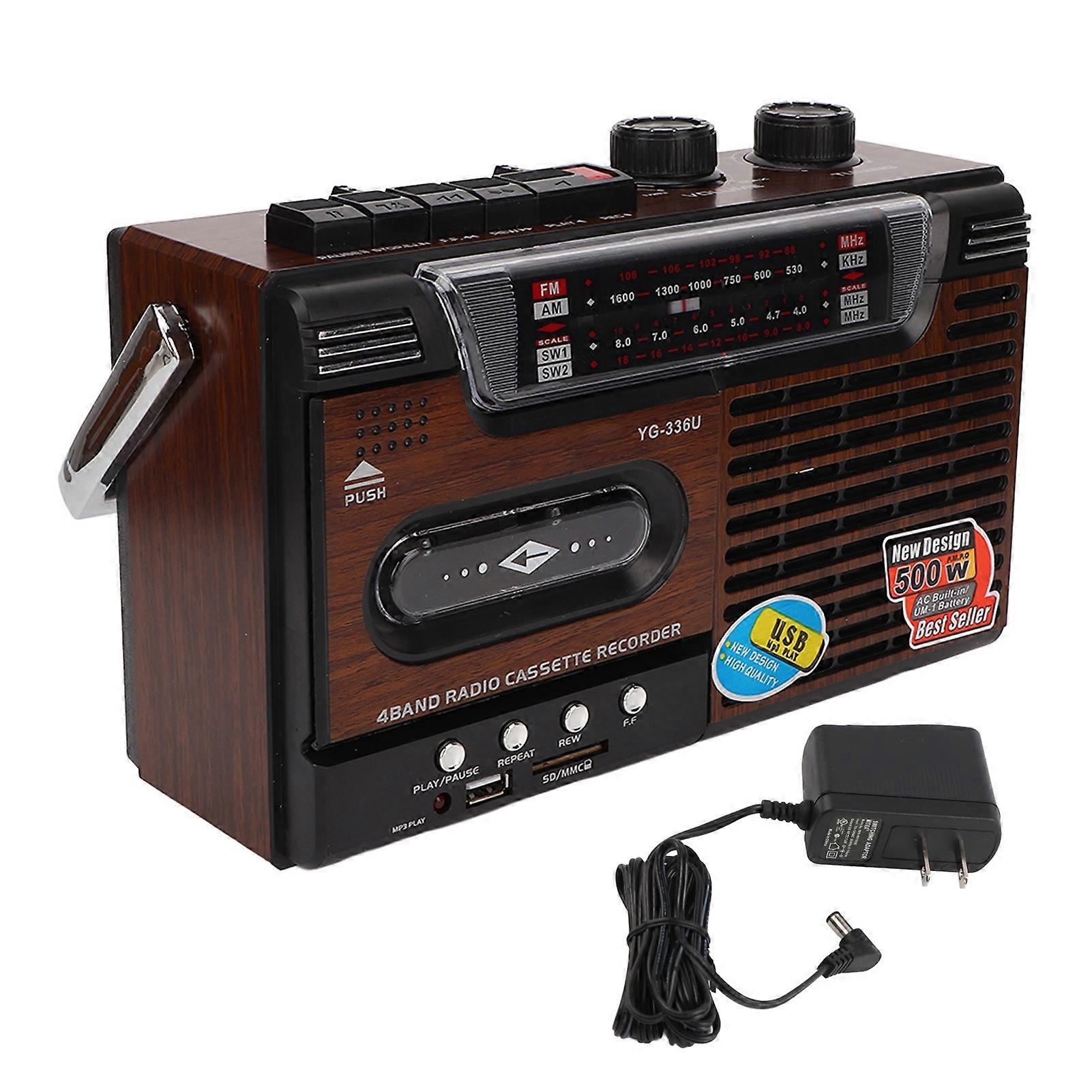 Cassette Player AM FM Radio Strong Signal Noiseless Support Storage Card and USB Portable Cassette Player Recorder US Plug 110V