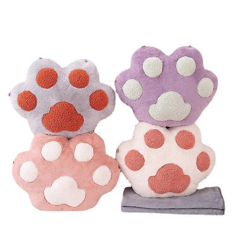 Cat's Paw Pillow Blanket Two-in-one Plush Toy Flannel Air Conditioning Blanket Office Waist Cushion