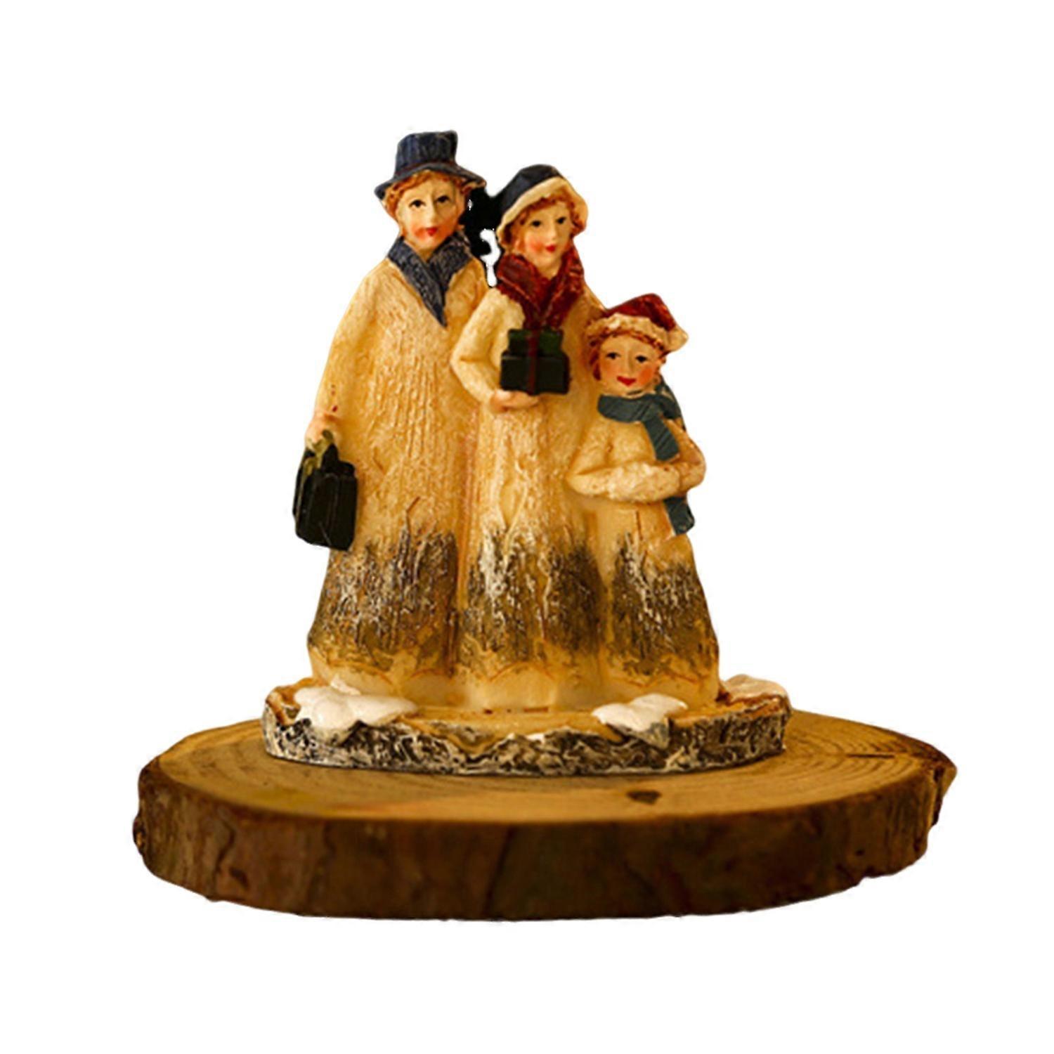 Christmas House Statue with LED Light Realistic Looking Battery-Operated Colorful Resin Mini House