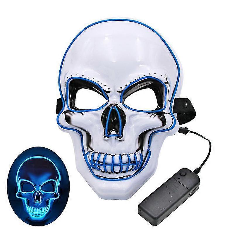 Halloween Skeleton Led Glow Mask With 3 Flash Modes Party CostumeBlue