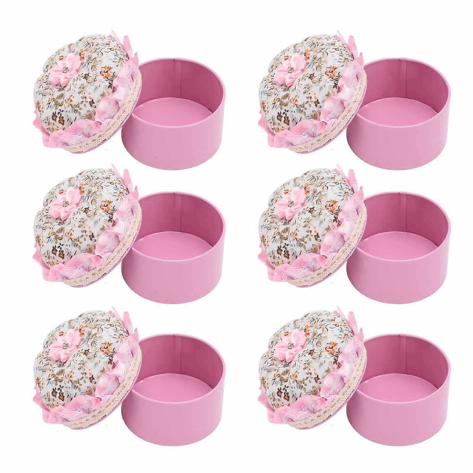 6Pcs ράψιμο μαξιλάρι καρφιτσών σταθερό σχήμα κολοκύθας floral μοτίβο μαλακό ύφασμα PP βαμβακερή βελόνα Pincushion για τη μητέρα γιαγιά YEMAA