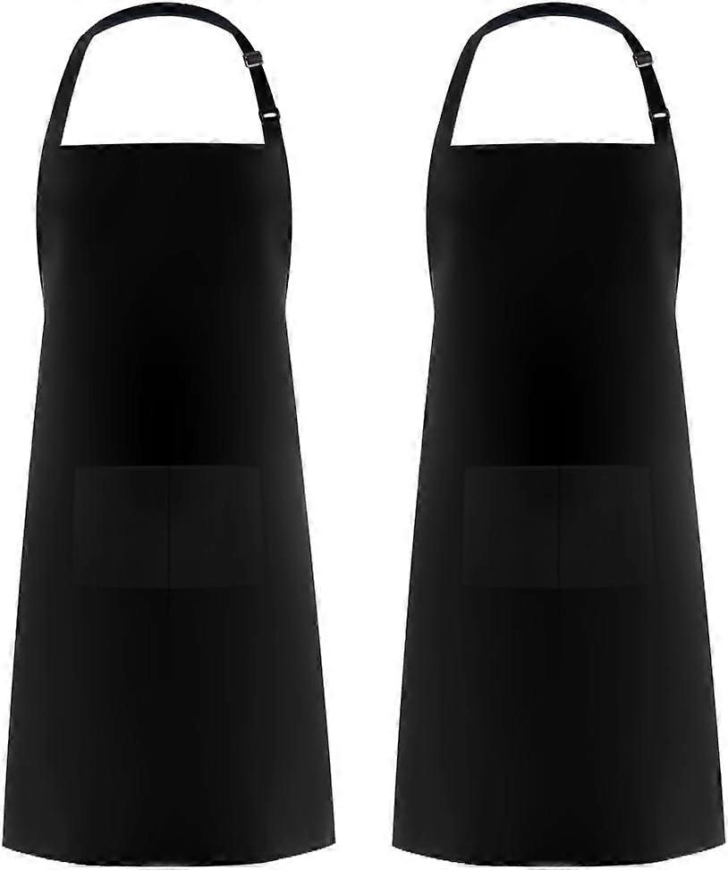 2 Pack Adjustable Bib Apron Waterdrop Resistant with 2 Pockets Cooking Kitchen Aprons for Women Men Chef