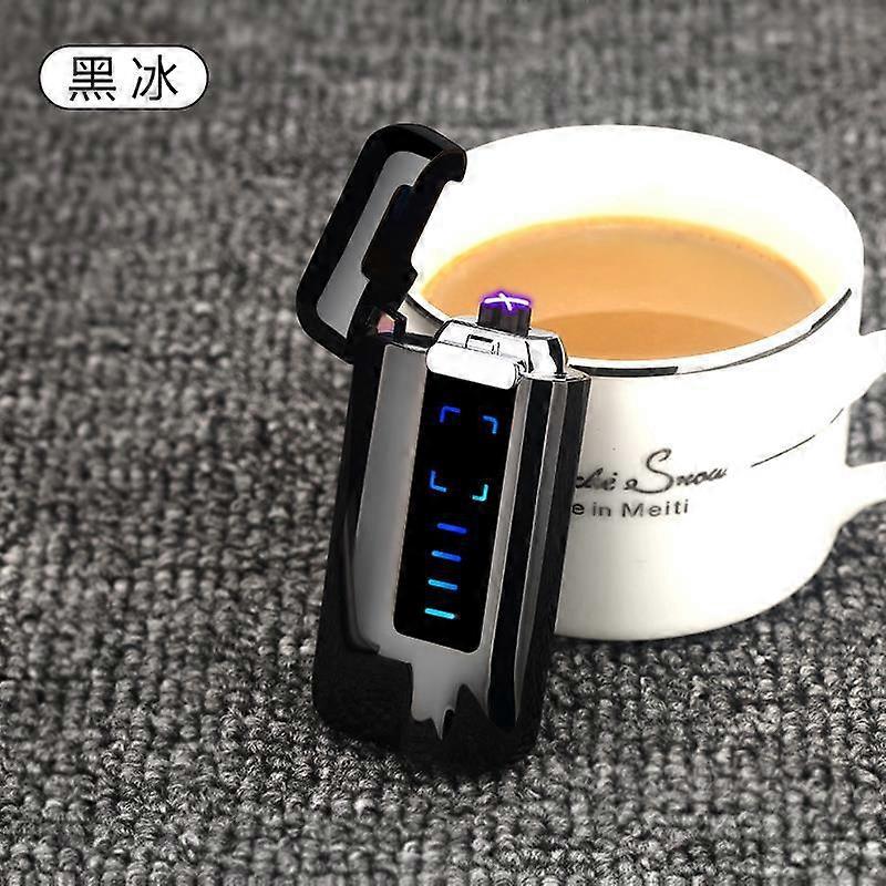 New Hongbang 018 Cross-Border Personality Charging Lighter Usb Dual Arc Power Display Fingerprint Ignition Gift For Men