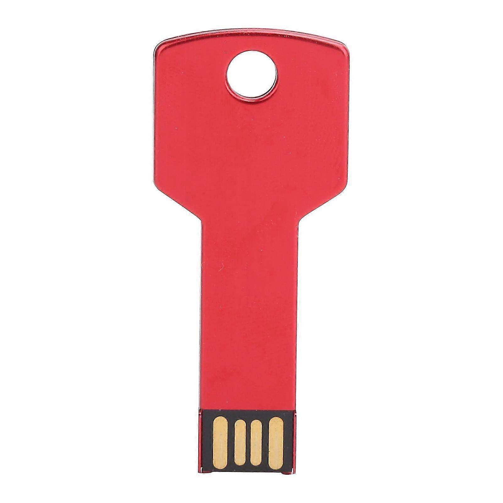 Red Usb Flash Drive Aluminum Alloy Key Shape Memory U Disc For Car Computer Use Home Supplies8gb