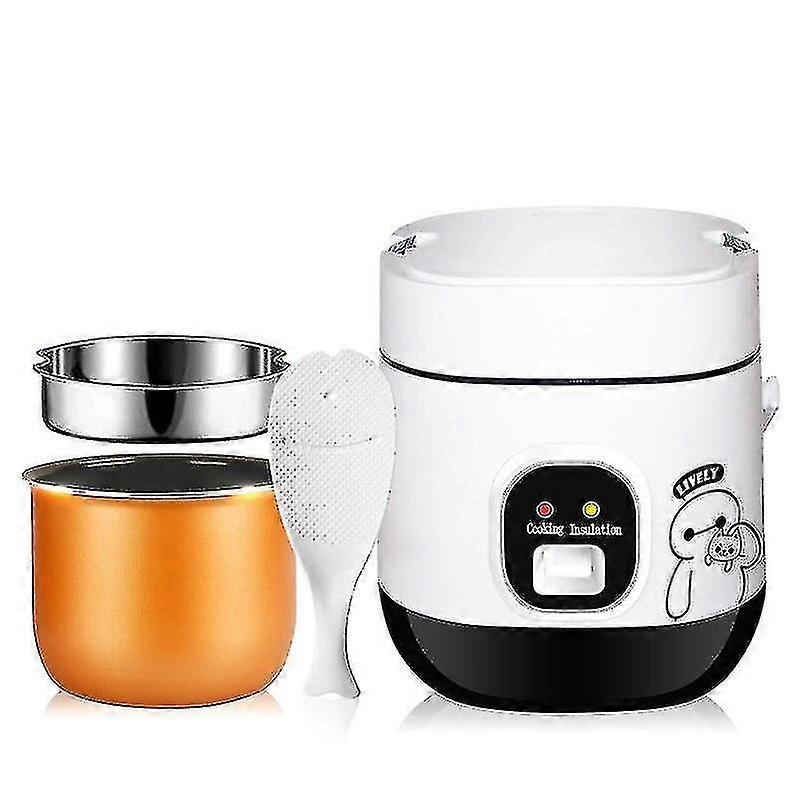 Mini cuociriso elettrico da 1,2 litri, vaporiera a 2 strati e contenitore per alimenti per pentola multifunzione DELL'UNIONE EUROPEA White