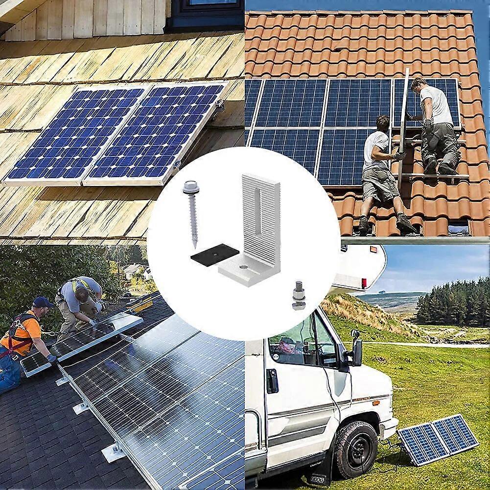 Set van 10 stuks L-hoekbeugels, 90° aluminium zonnepaneel L-beugel, multifunctionele L-vormige beugels, hoekbeugel voor zonnepaneel, platte dakhouder Set van 10 stuks L-hoekbeugels, 90° aluminium zonnepaneel L-beugel, multifunctionele L-vormige beugels, hoekbeugel voor zonnepaneel, platte dakhouder