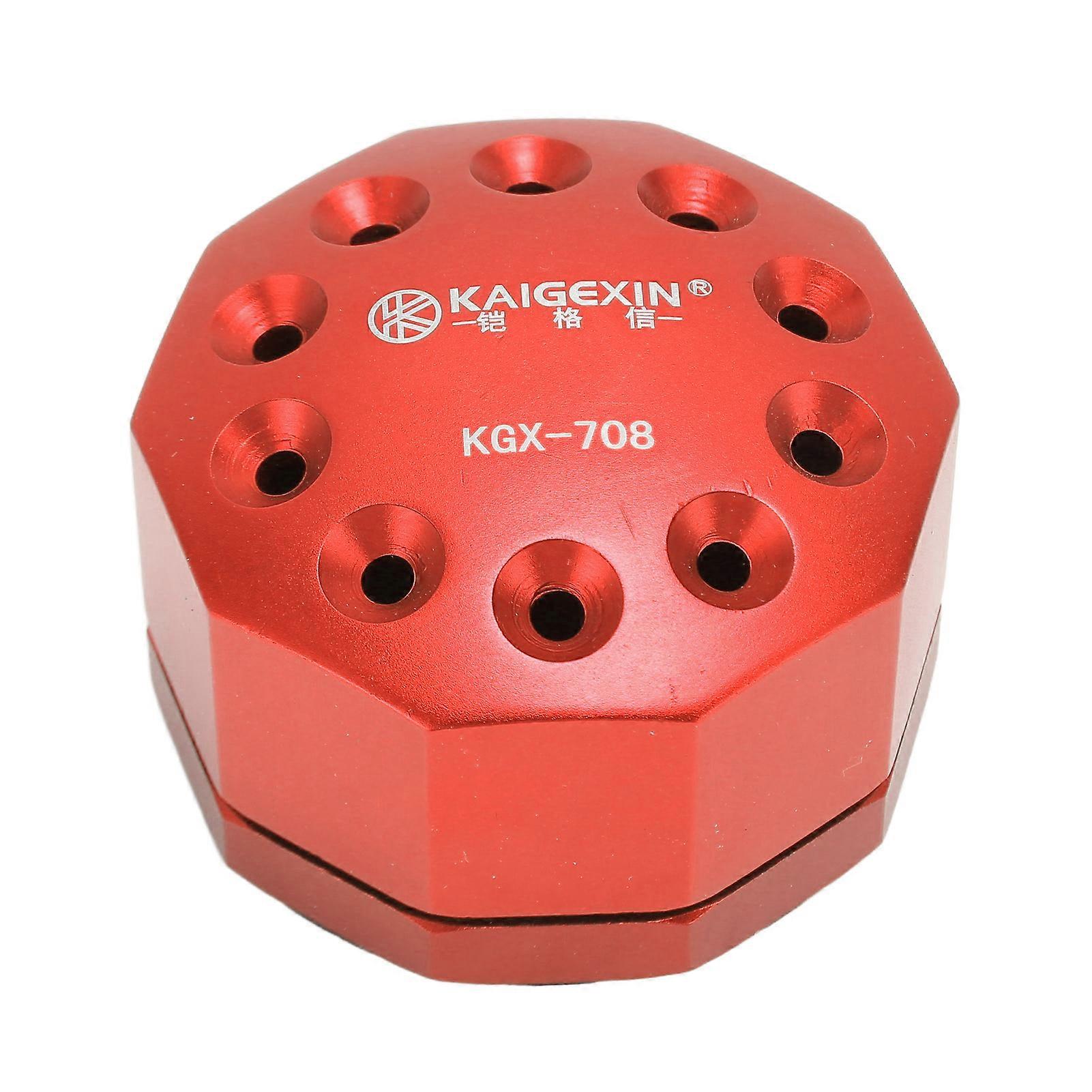 KGX 708 360 Degree Rotating Screwdriver Storage Box 10 Holes Lightweight Rotary Screwdriver Holder for Chisel Needle Red