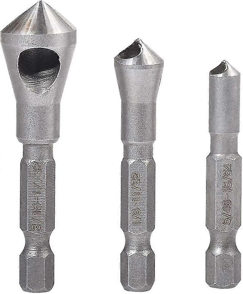 Countersink Deburring Tool 1/4" Hex Shank Drill Bit Set Chamfering Wood Countersink Deburring Countersink Tool 5/64" 1/8" 3/16" Drill Bit (set Of 3)