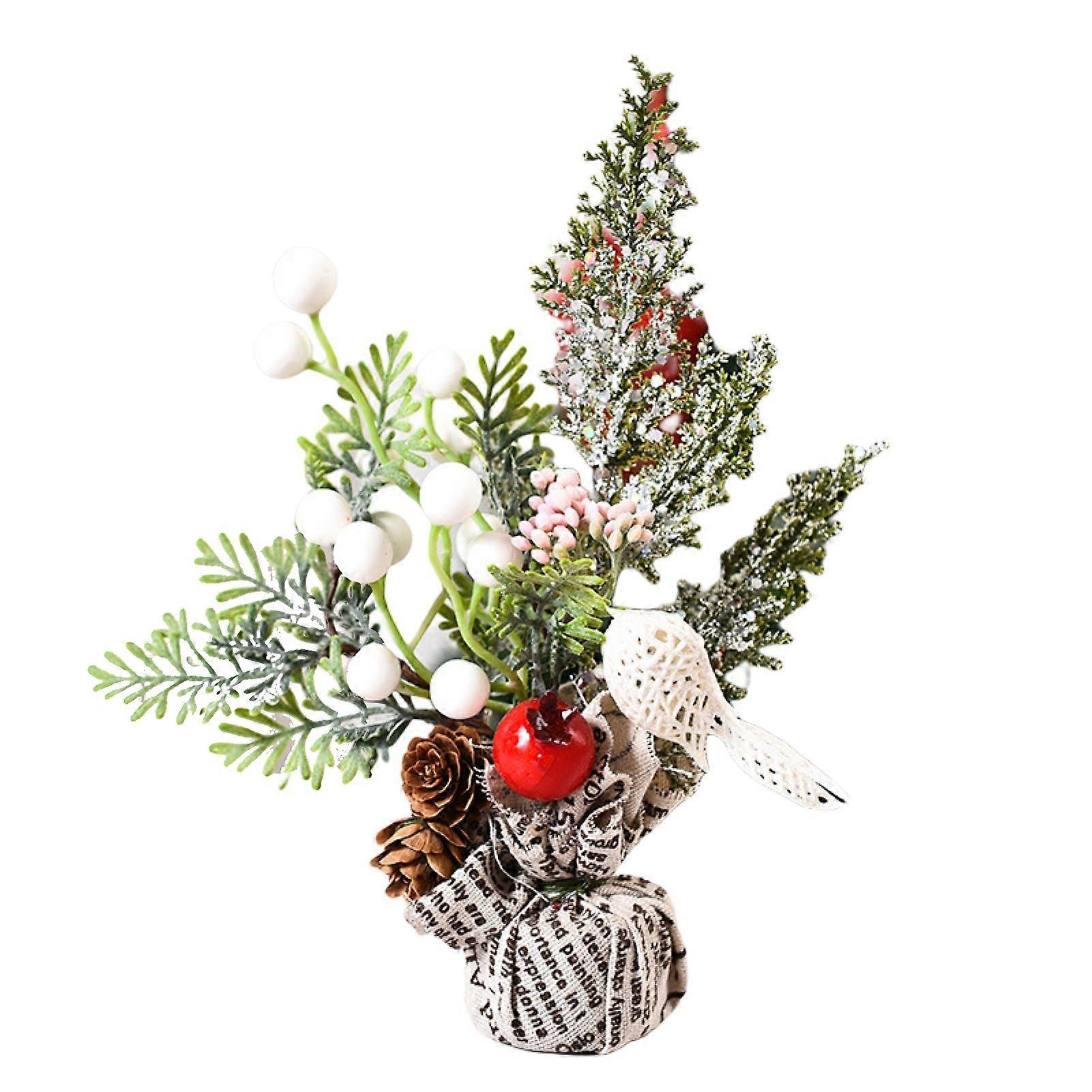 25 Mini Christmas Tree Solid Base Pine Tree Branch Various Styles Party Decoration Cute Christmas Tabletop Decoration Photo Props for Home Office KAES