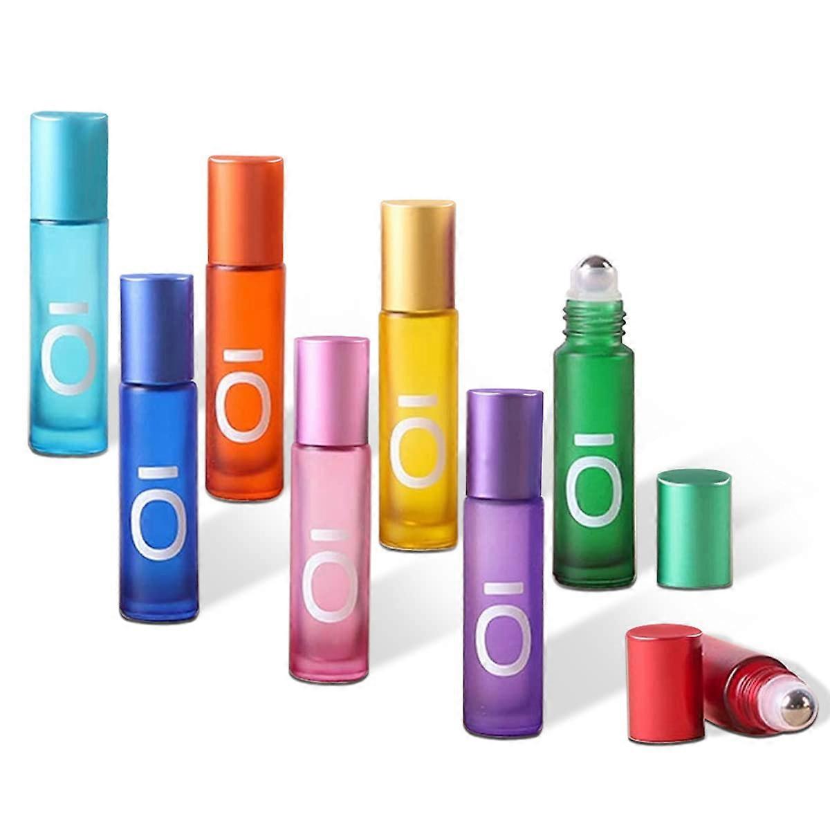 8 Pcs 10ml Roll On Glass Bottles for Essential Oil, Glass Roller Refillable Container, Roller Empty Bottles for Home Travel