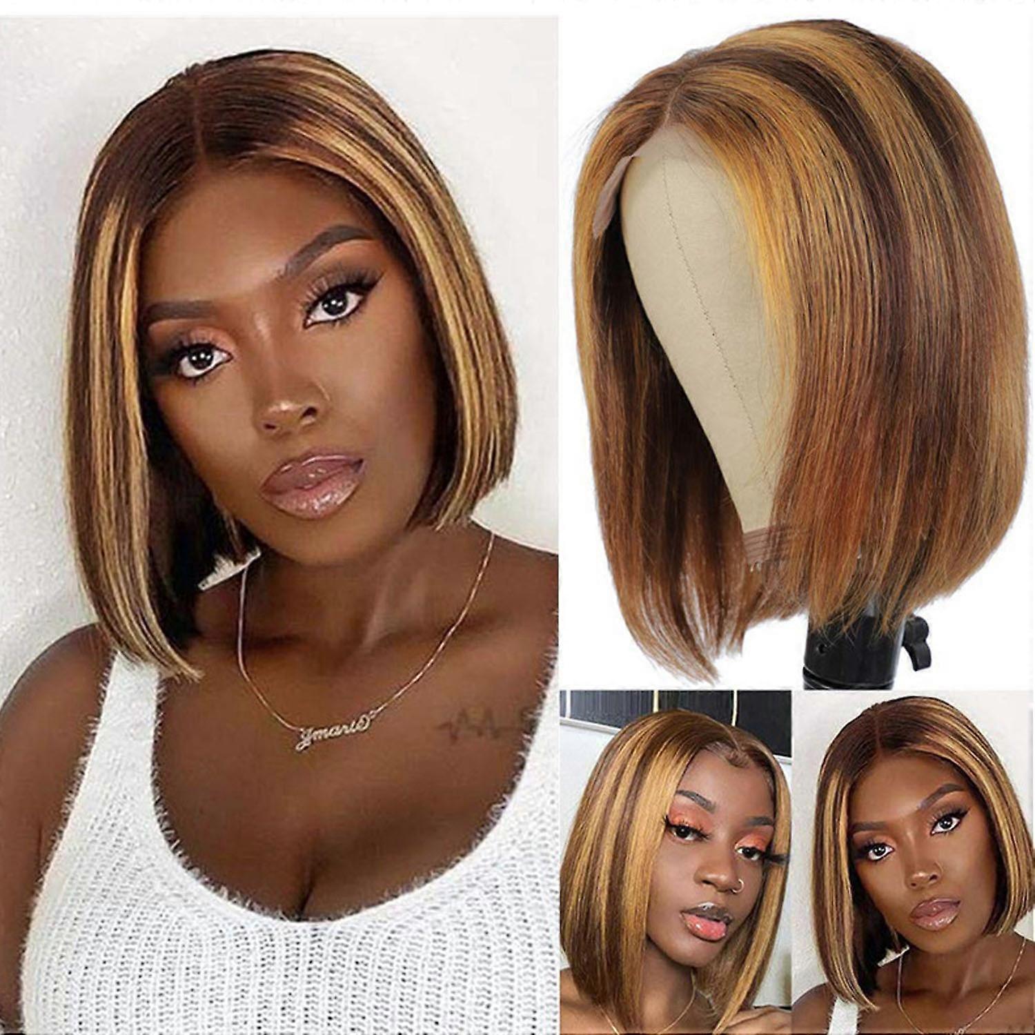 short hair wig with middle parting