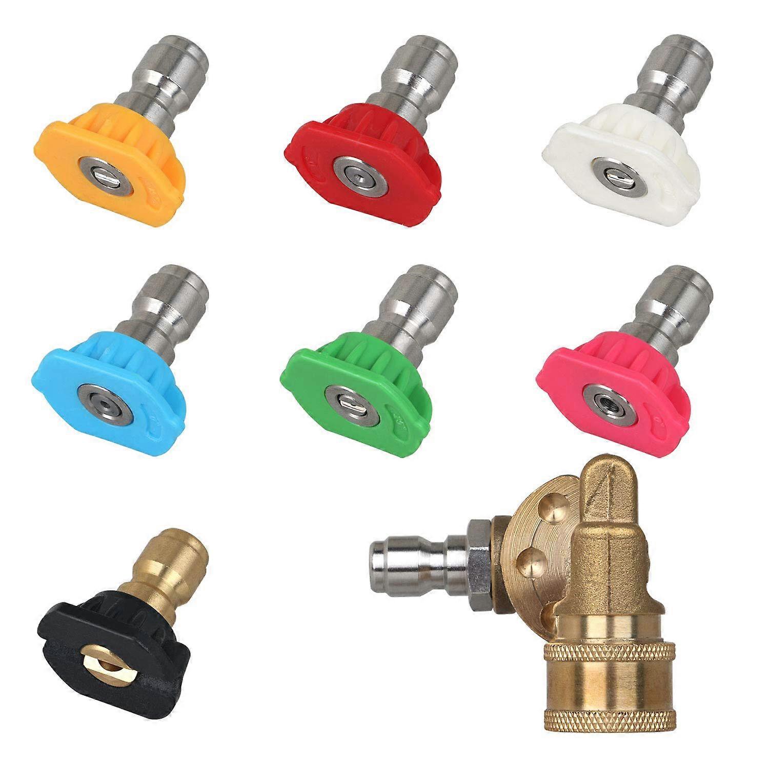 Universal Power Pressure Washer Spray Nozzle Tips And Quick Connect Pivot Adapter Coupler 180 Degre
