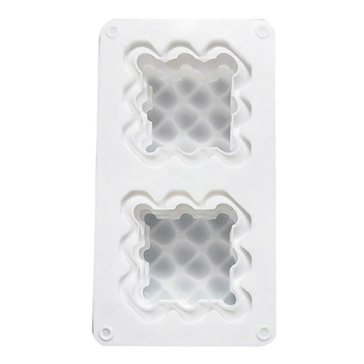 2 Cavity Heart Bubble Square Candle Mold Silicone Valentine Heart Candle Mold 3D Bubble Mold for So