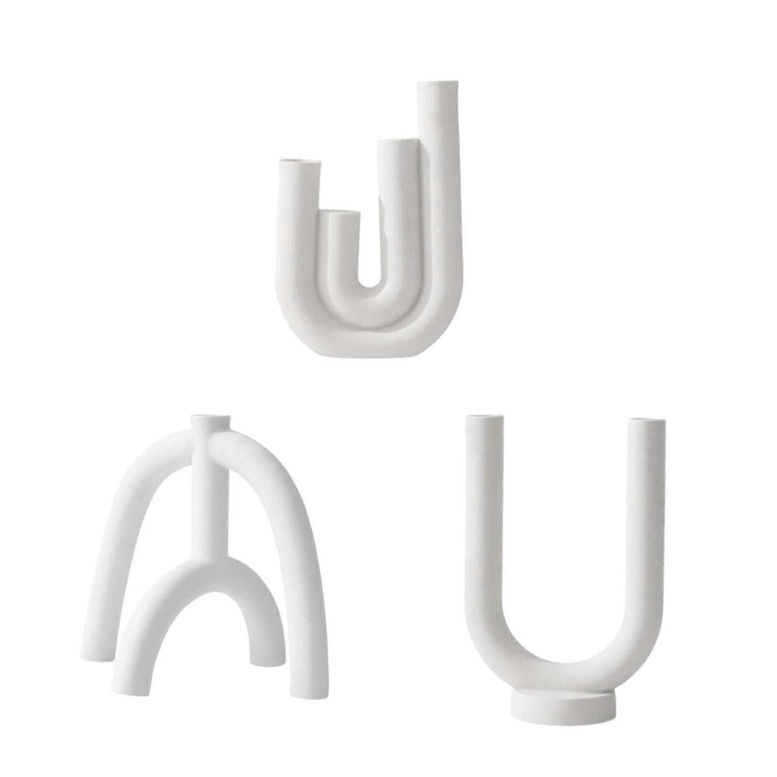 3 Pieces Ceramic Candleholder Wedding Home Table Candlesticks