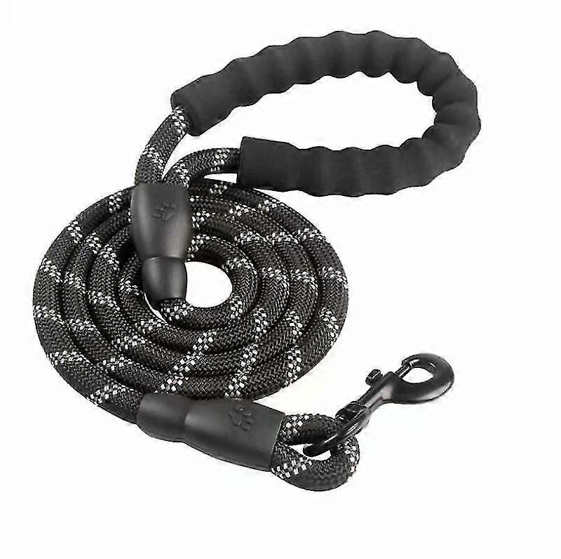 EVAGO Dog Leash, Dog Rope Leash With Soft Padded Handle, Highly Reflective Wires, Waste Bags And Dog Dispenser, 1.5m Leash Cord For All Size Dogs, Bla