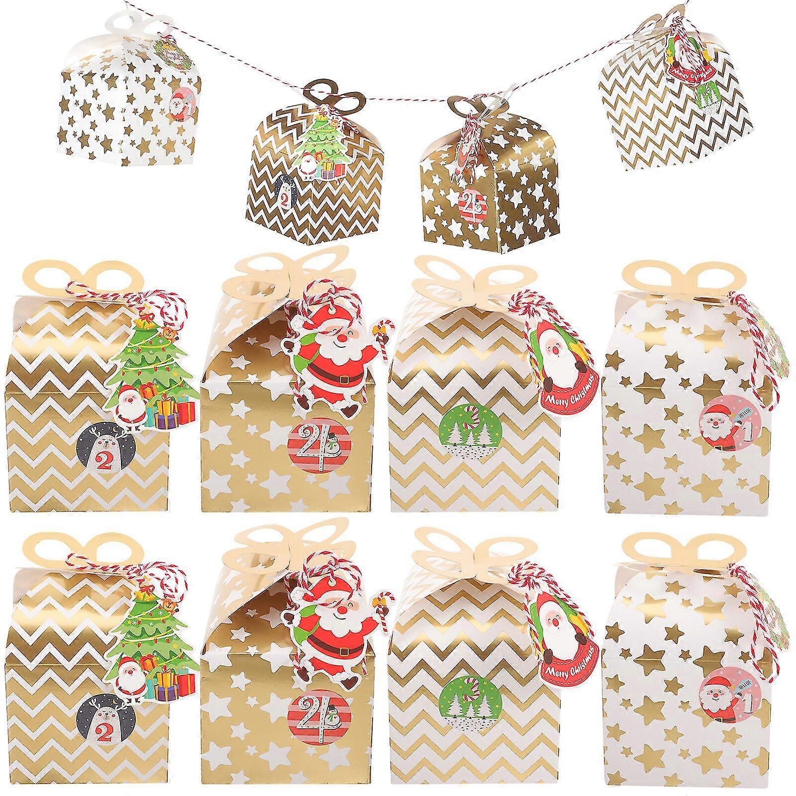 24pcs Christmas Candy Boxes Paper Boxes Gift Wrapping Boxes Party Candy Cases