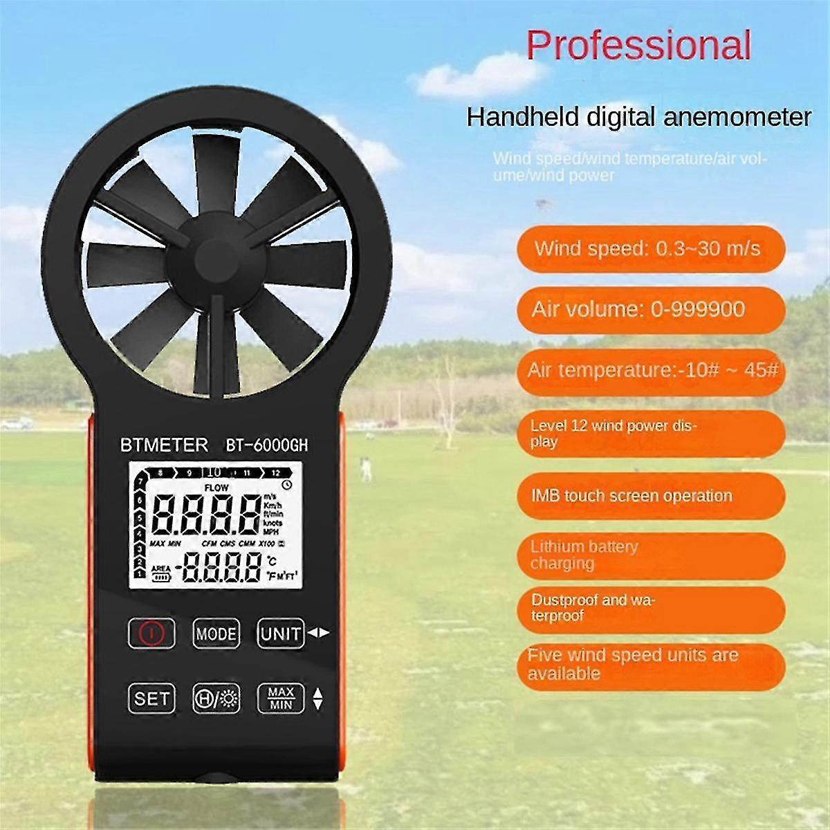 Anemometer Wind Speed Measurement With Touching Key,temperature Display,instrument Of Air Volume Test Bt-6000gh