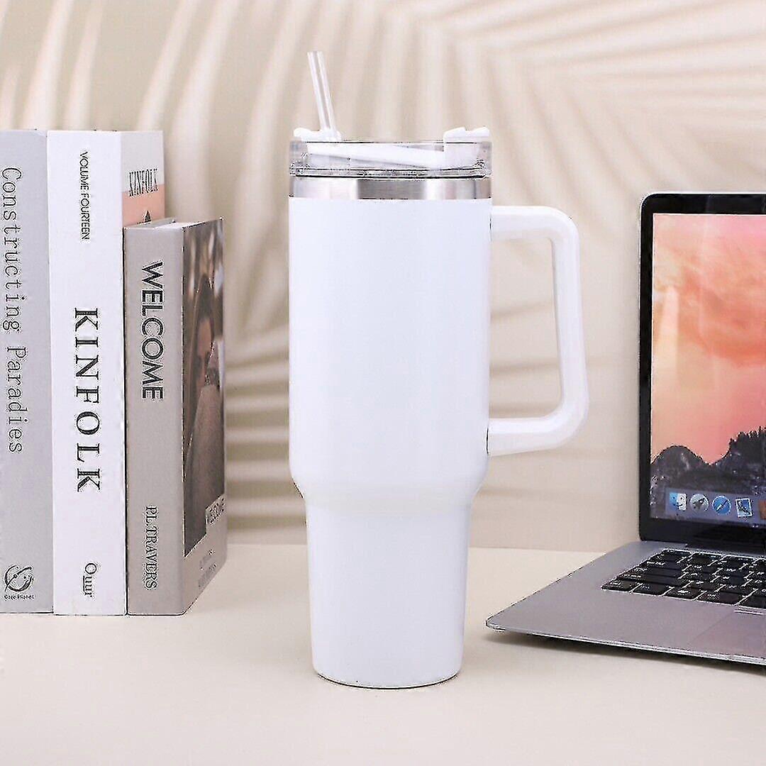 40 Oz Tumbler Straw Lid Insulated Stainless Steel Water Bottle Coffee Mug Travel