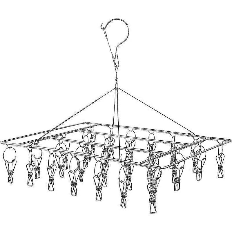 Socks Drying Rack Metal Clothespin Rectangular With 30 Clips
