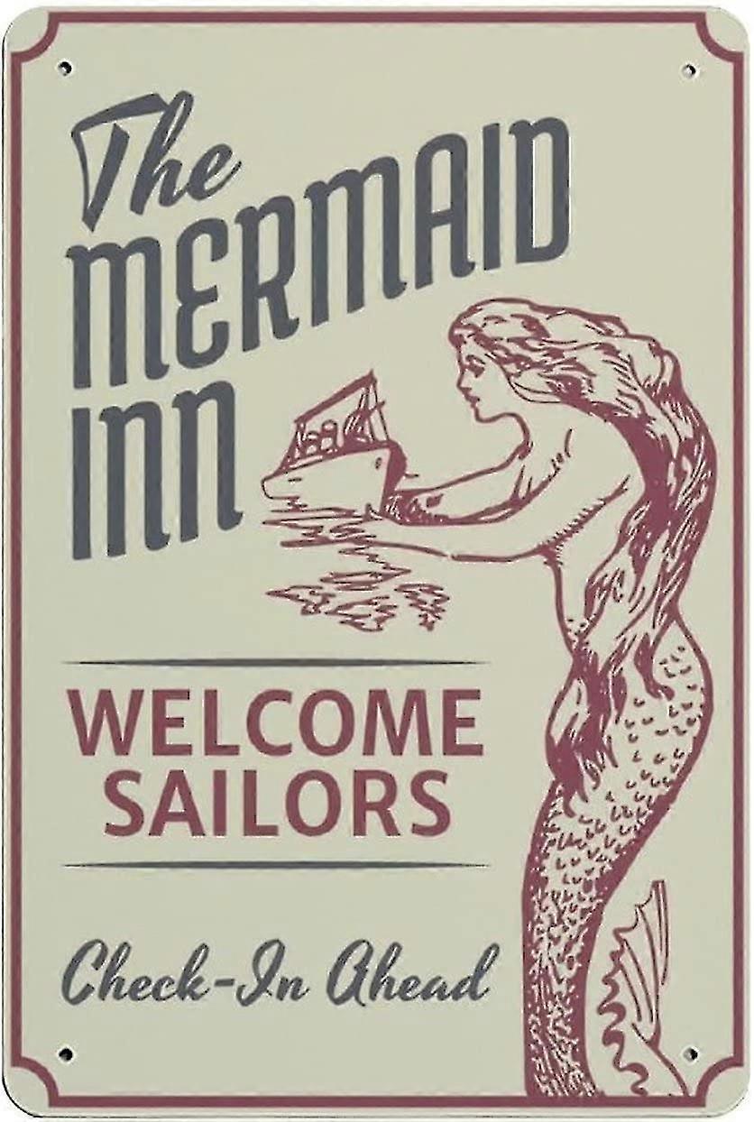 Placa de Lata de Banheiro Sereia Divertida Decoração de Metal 8x12 Polegadas OU 12x16 Polegadas Modo 3333