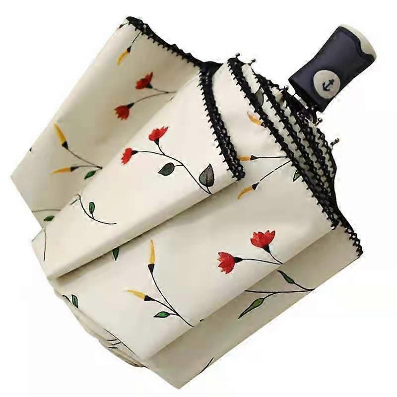Small Fragmented Flower UV Sunshade Umbrella, Compact Folding Travel Umbrella, Automatically Opening and Closing, Wind, Rain, and UV Protection Umbrel