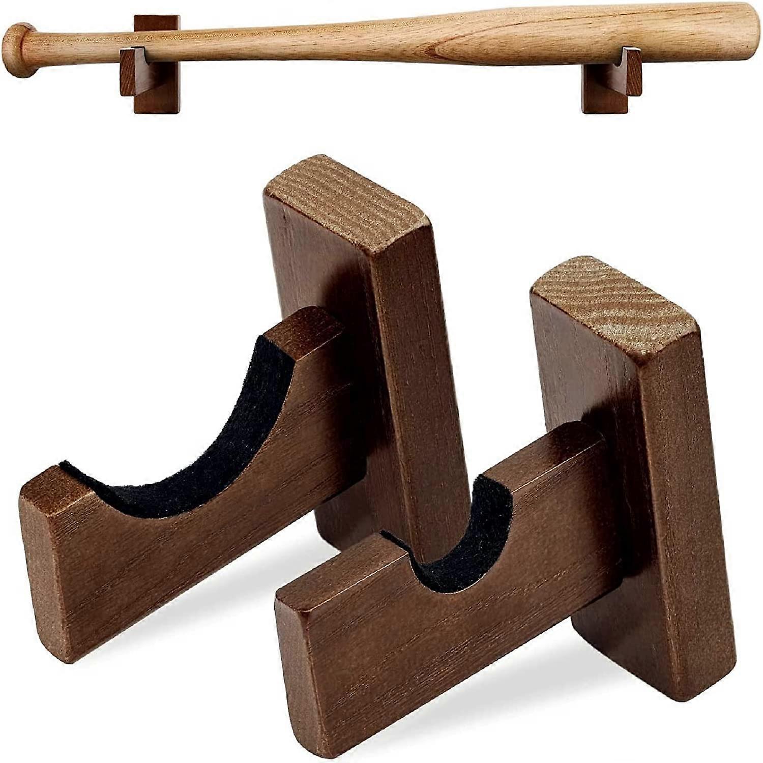 Baseball Bat Display Wall Mount, Softball Bat Rack for Horizontal Display, Solid Wood with Soft Felt and Hidden Screws