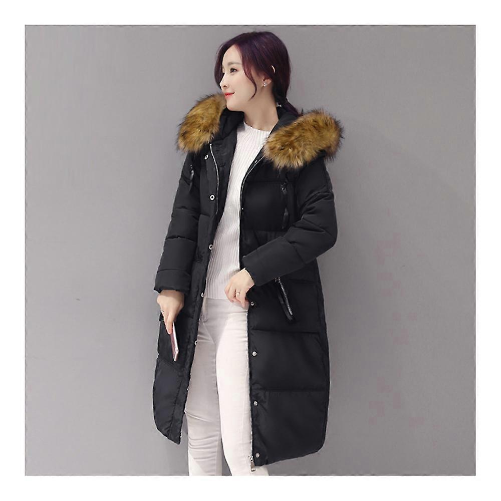 Winter Fur Collar Middle Long Down Coat Plus Size Slim