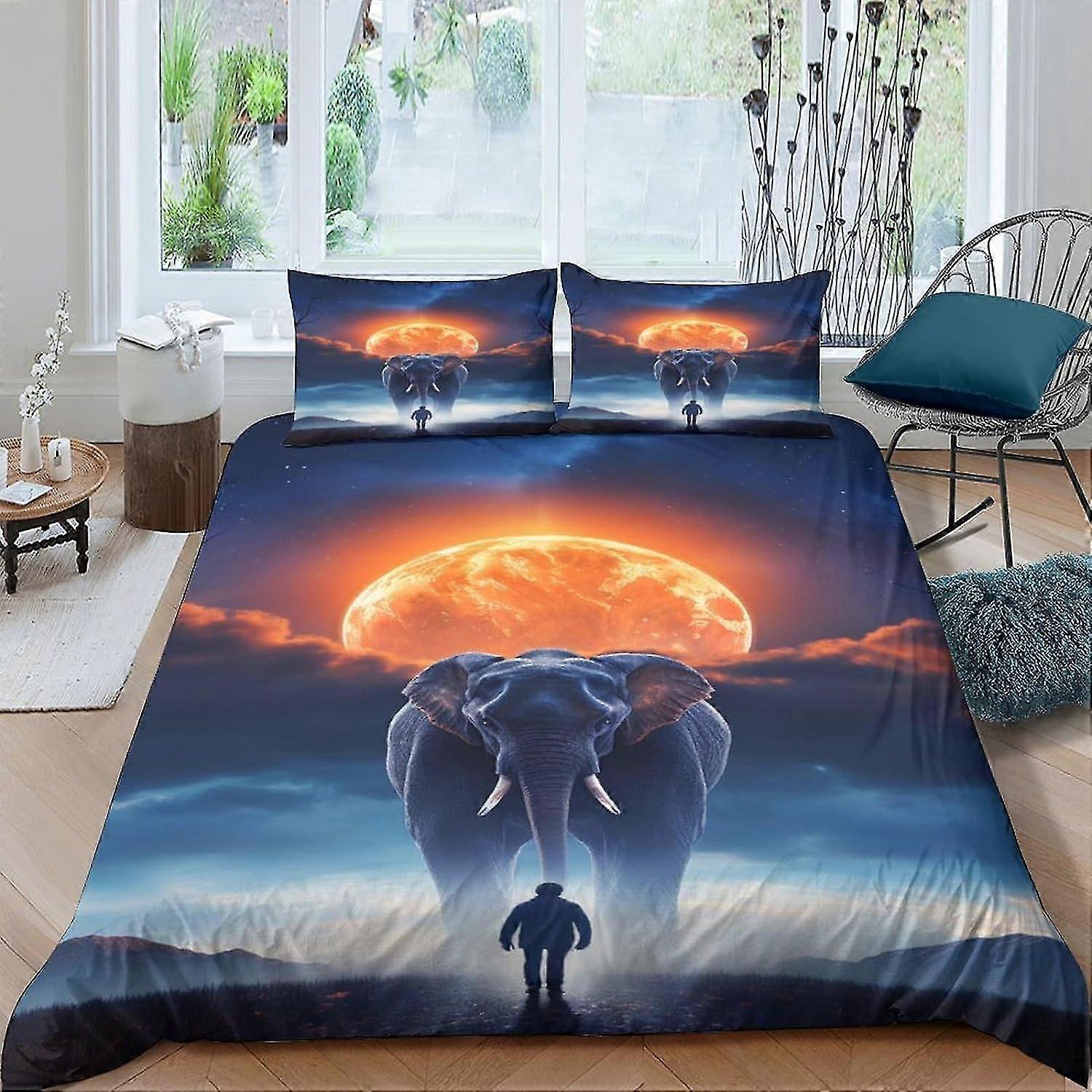 o4279 Lençóis Mamute Impresso Conjuntos de Capa de Edredão de Um Lado 3 Pcs com Fronhas de Fechamento com Zíper Ultra Macio Hipoalergênico Microfibra Capa de Colcha Cama