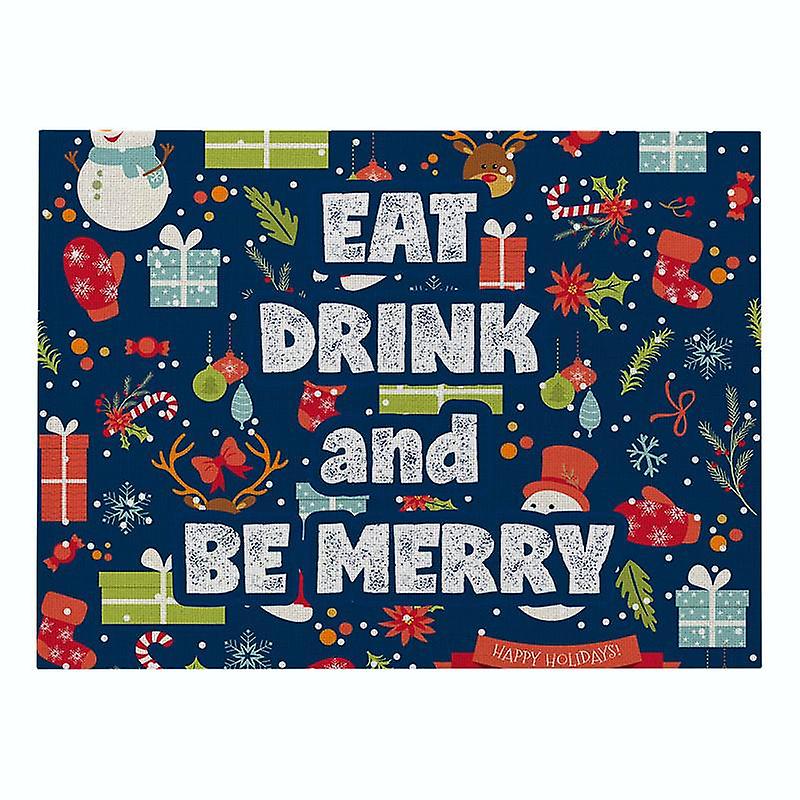 2Pcs Christmas Tablecloths Cartoon Printed Placemats Insulated And Waterproof Table Mats