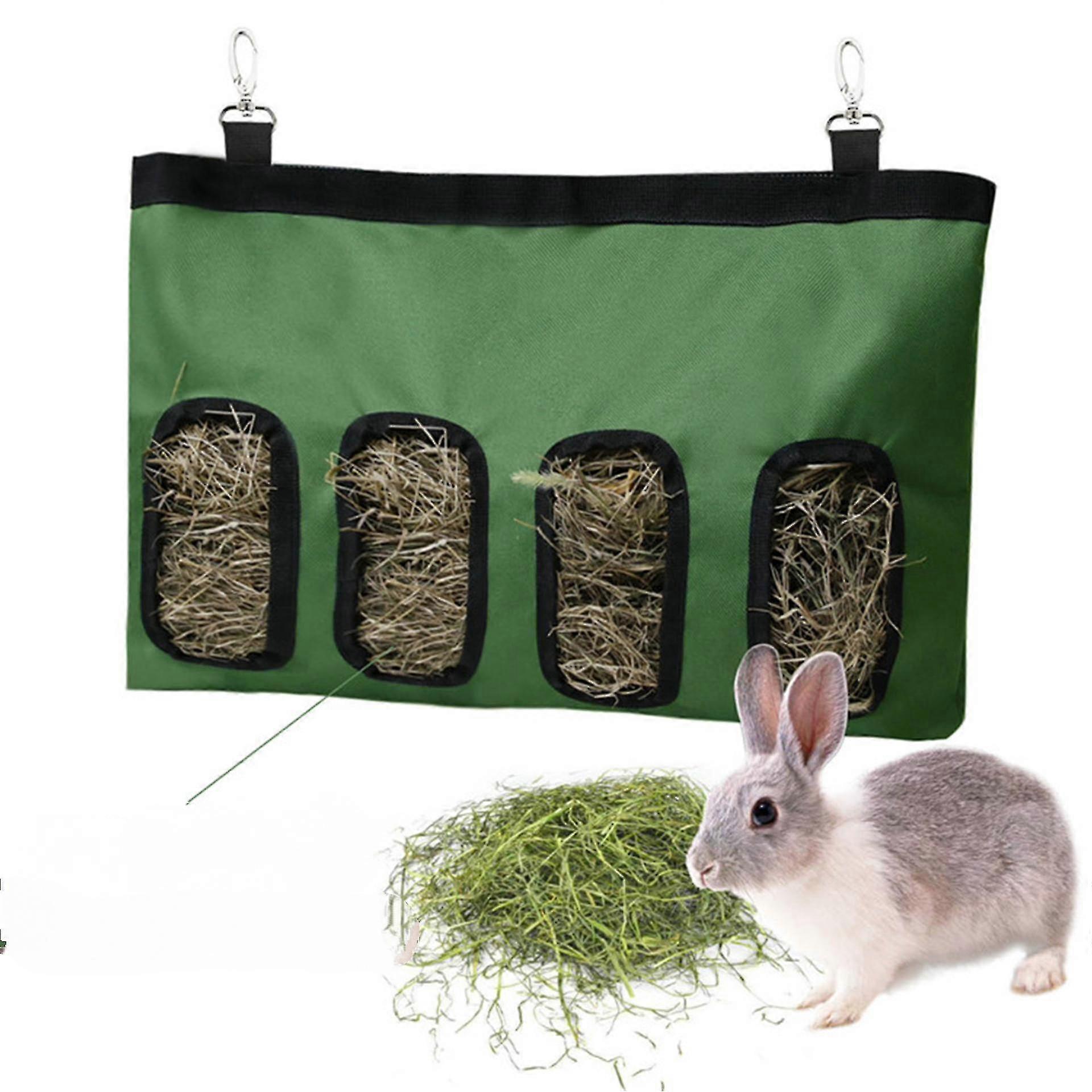 Bag For Rabbit Hay Feeder, Guinea Pig, Hanging Storage Bag For Small Animals Oxford Fabric 600d Green
