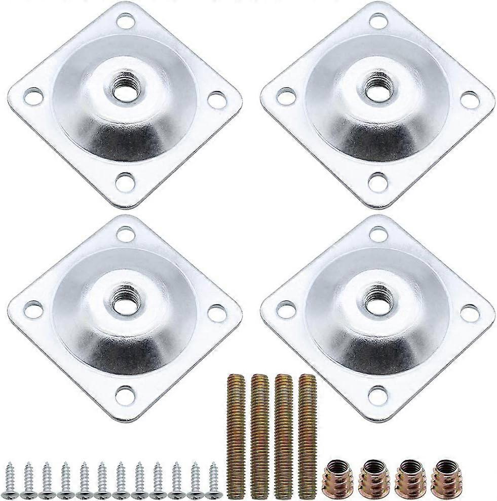 Set of 4 Square Metal Furniture Leg Mounting Plates Fixing Plates with Hanging