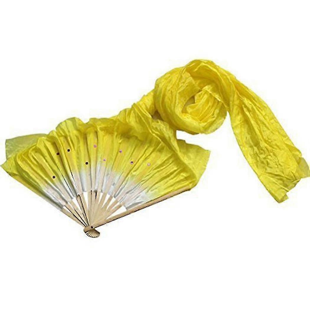 1 pair 1.8m Hand Made Colorful Belly Dancing Bamboo Long Silk Fans Veils Dance Fan