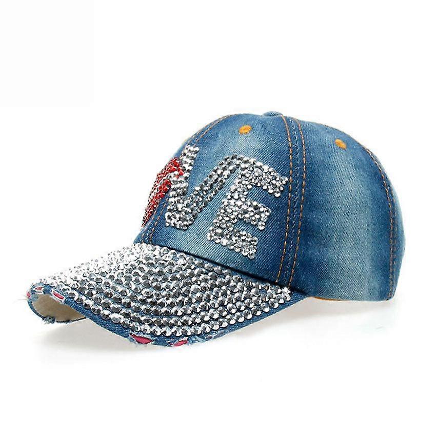 Mouth Love Spot Drill Denim Baseball Cap Snapback Hat Gorra